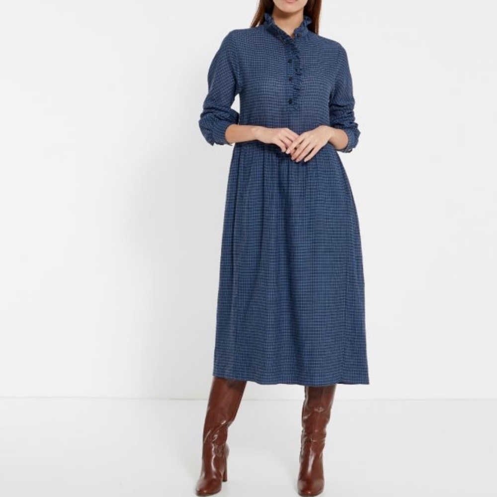 MASSCOB Betty blue plaid dress, size EU XS/ US 4